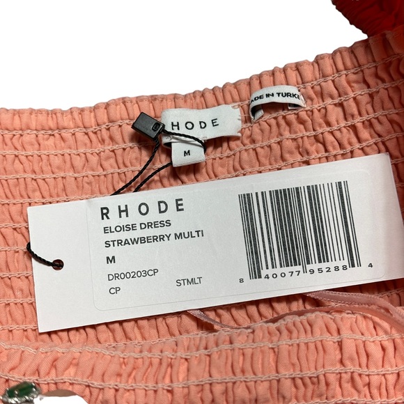 Rhode Eloise Puff Sleeve Colorblock Midi Dress in Strawberry Multi Colored US M - Picture 5 of 15